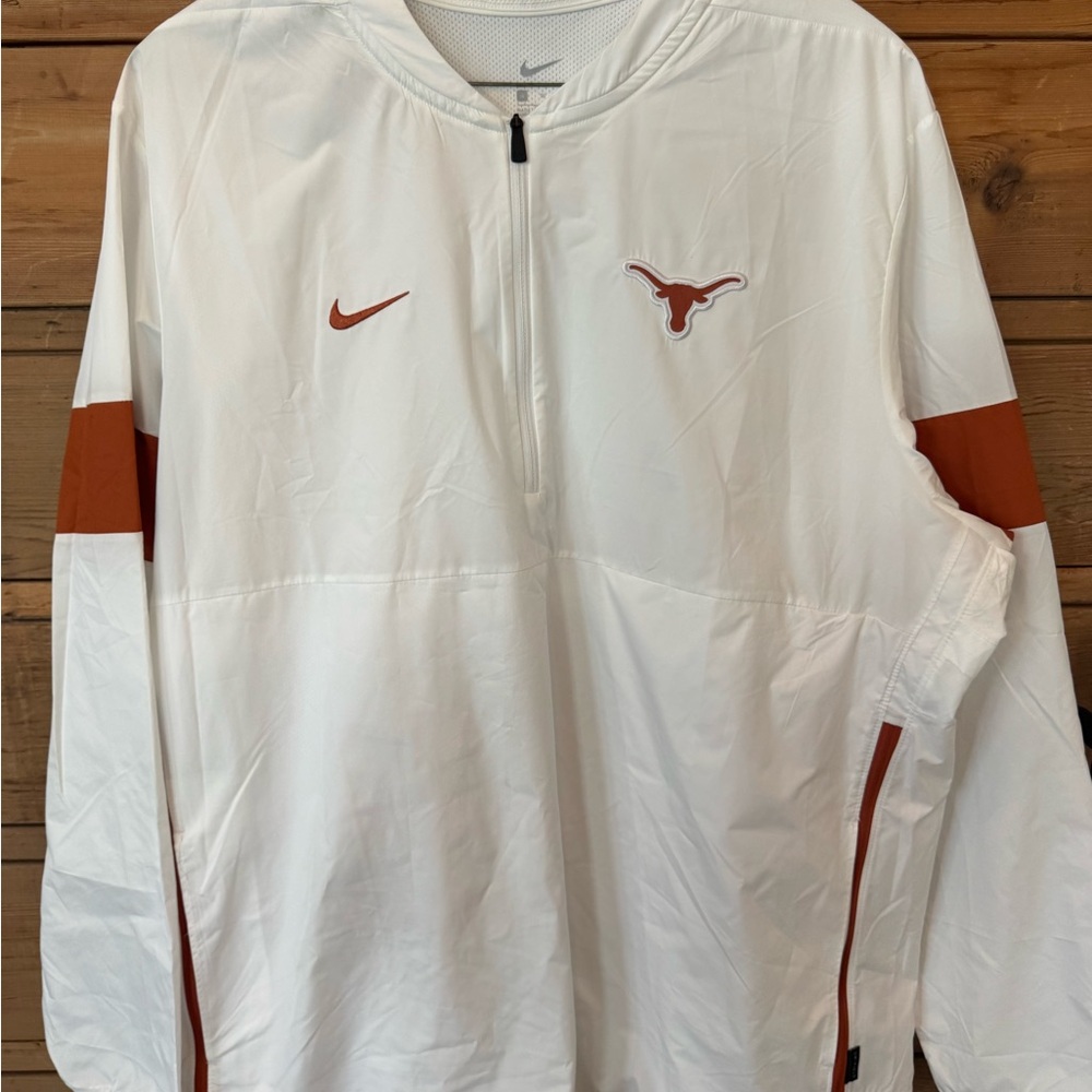 Nike White and Burnt Orange On-Field Jacket with Longhorn logo